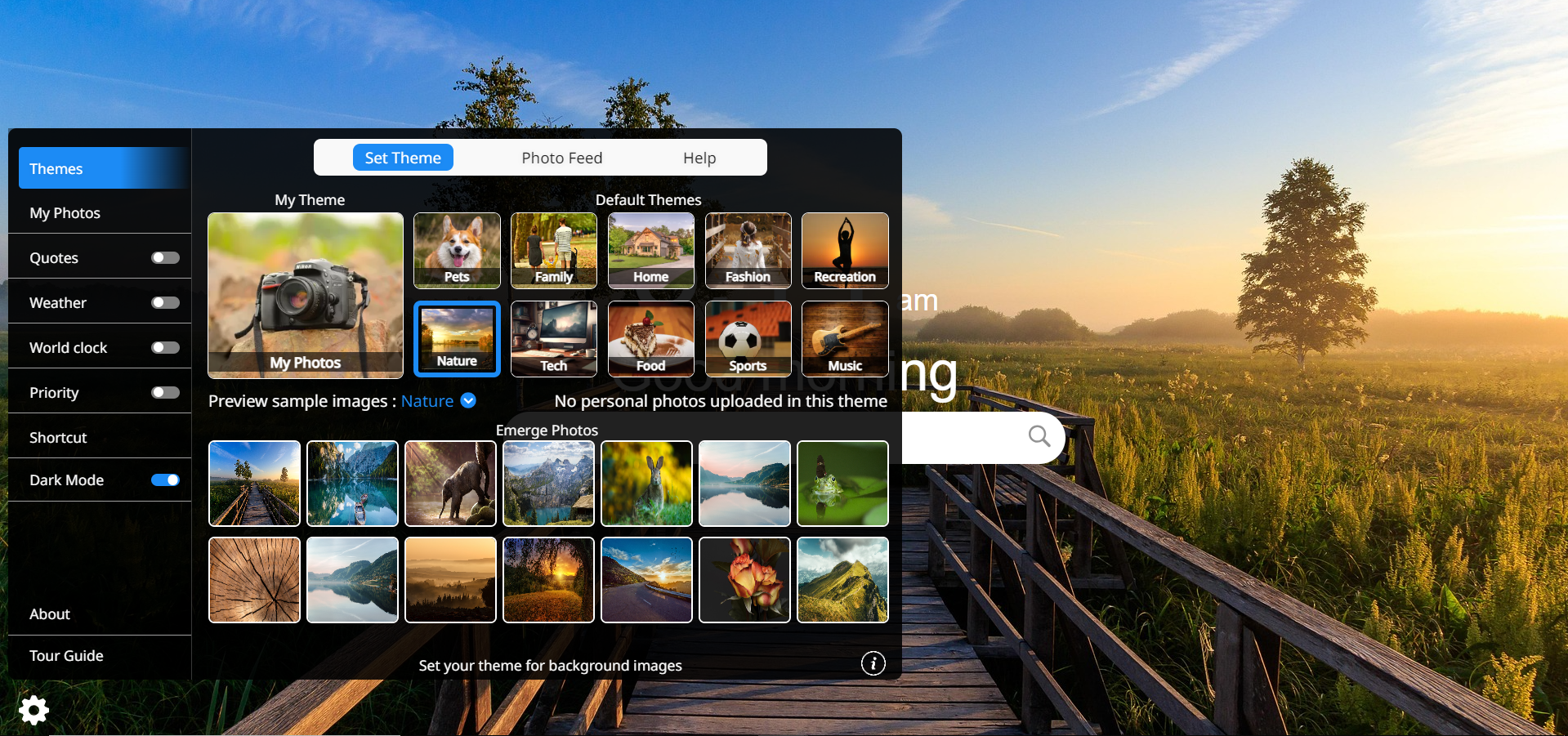Emerge dark mode chrome screenshot.