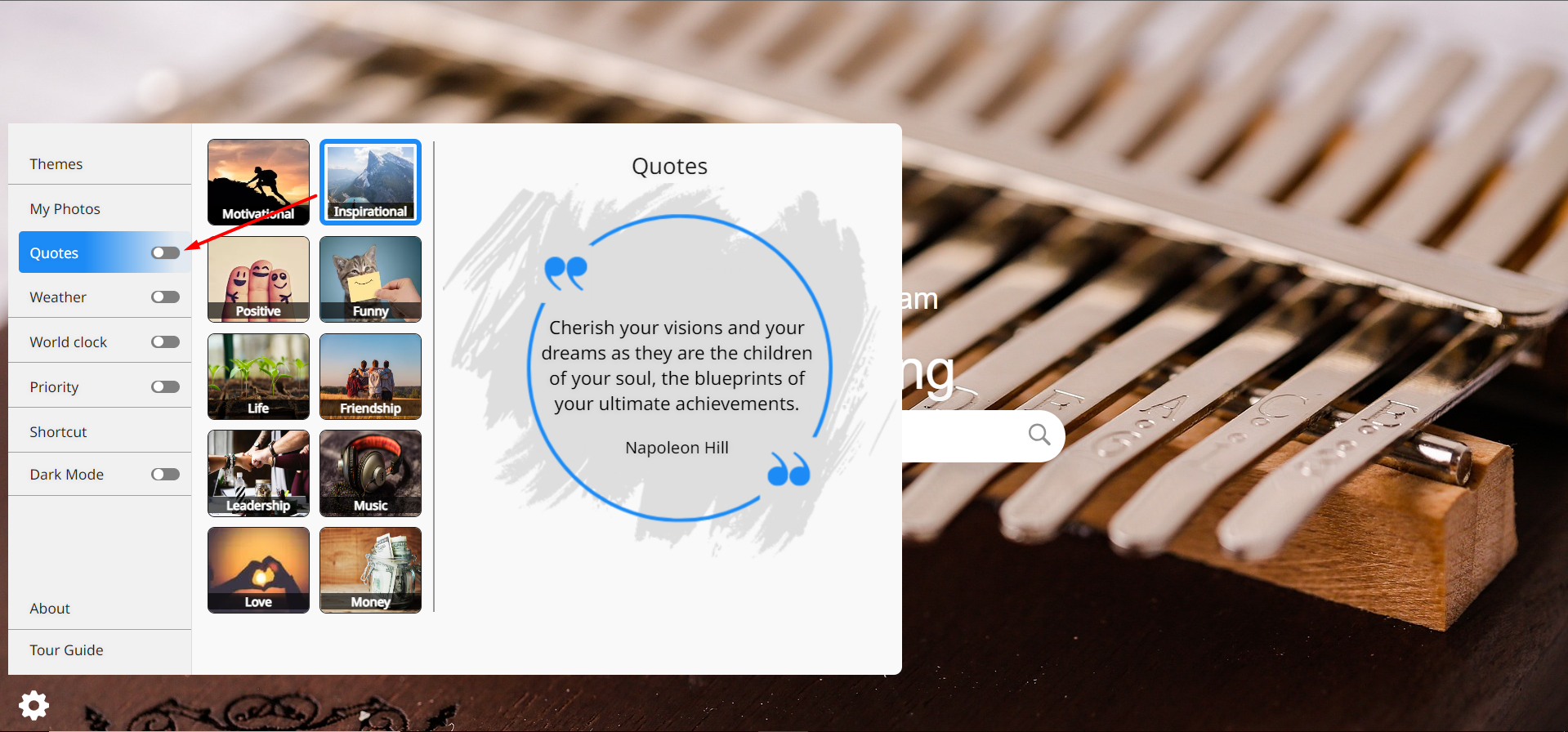 Photo category screen in Emerge Extension.