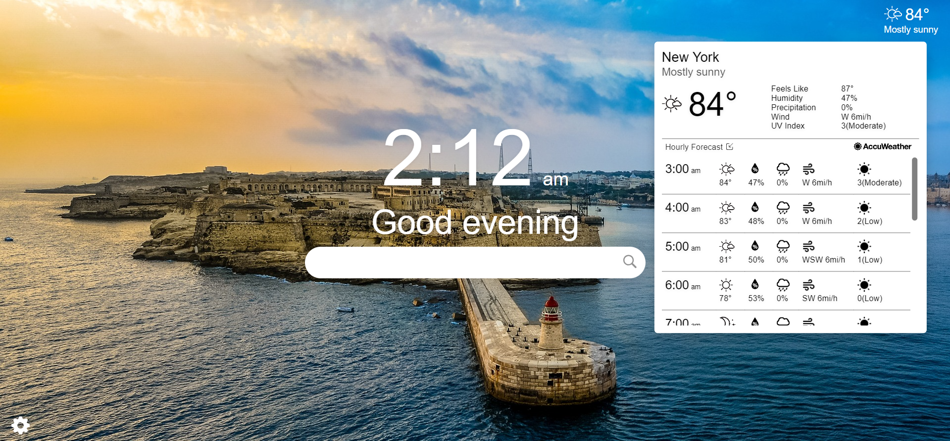 Emerge Chrome weather extension screenshot.